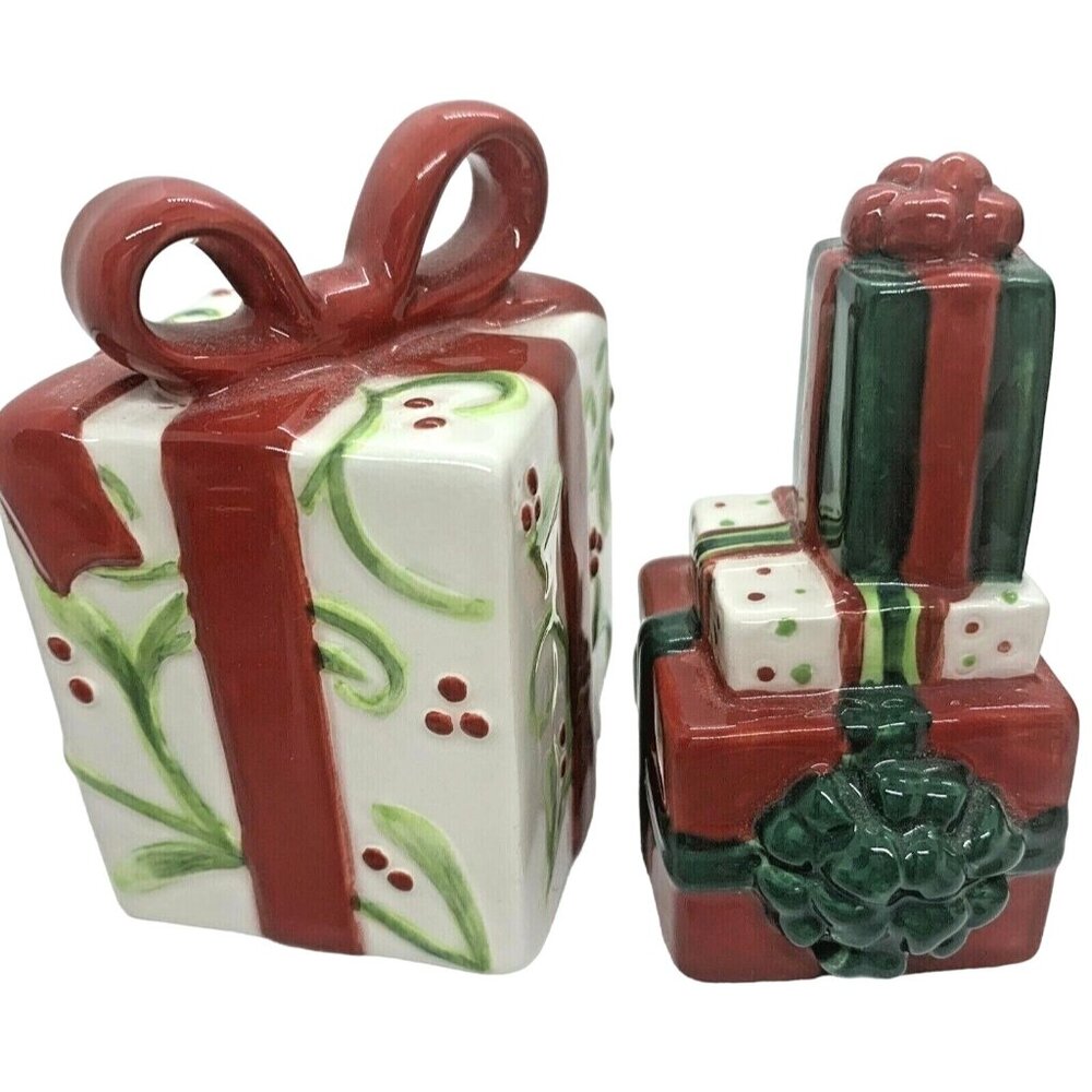Vintage NOS Fitz & Floyd Christmas Present Salt & Pepper Shaker Set Retired - Picture 7 of 8